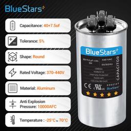 CBB65 CBB65B 40+7.5 uF ±5% 40/7.5 MFD 370/440 VAC Dual Run Start Round Capacitor thumbnail 7