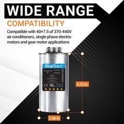 CBB65 CBB65B 40+7.5 uF ±5% 40/7.5 MFD 370/440 VAC Dual Run Start Round Capacitor thumbnail 6