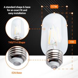 T45/T14 E26 Vintage LED Light Bulb 120V 5W, Pack of 3 thumbnail 4