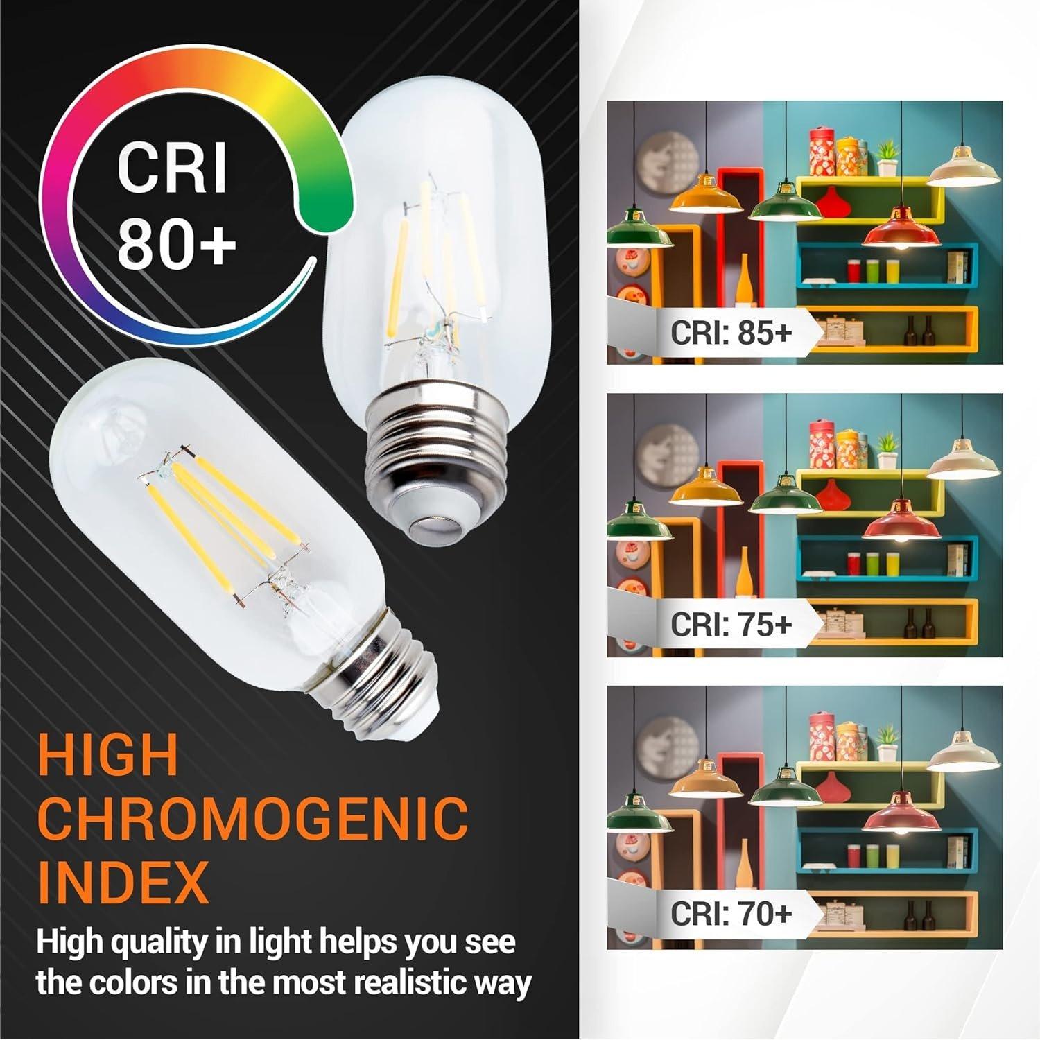 T45/T14 E26 Vintage LED Light Bulb 120V 5W, Pack of 3 image 3