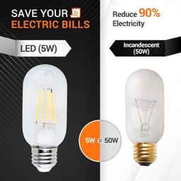 T45/T14 E26 Vintage LED Light Bulb 120V 5W, Pack of 3 thumbnail 1