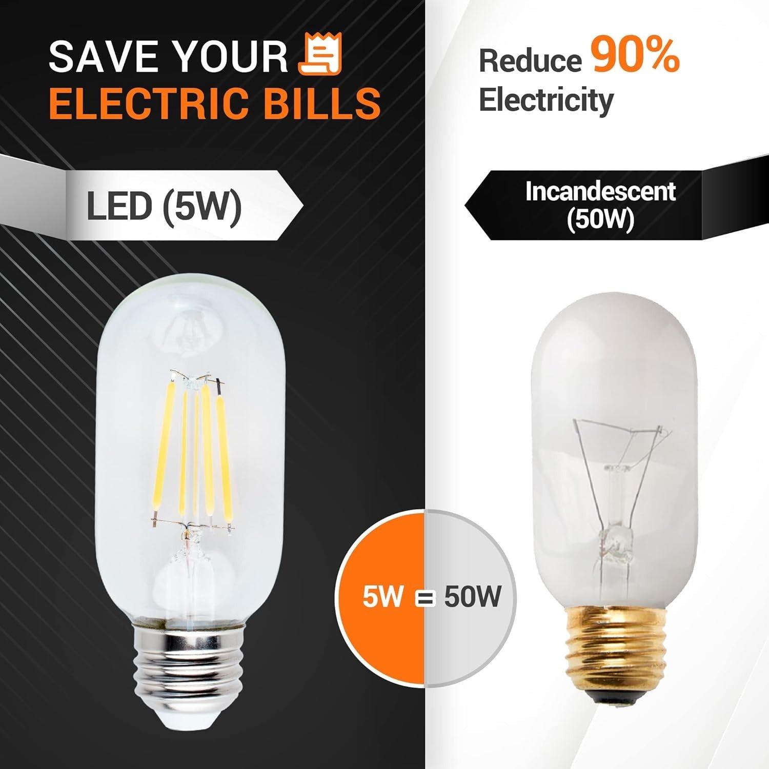 T45/T14 E26 Vintage LED Light Bulb 120V 5W, Pack of 3 image 1