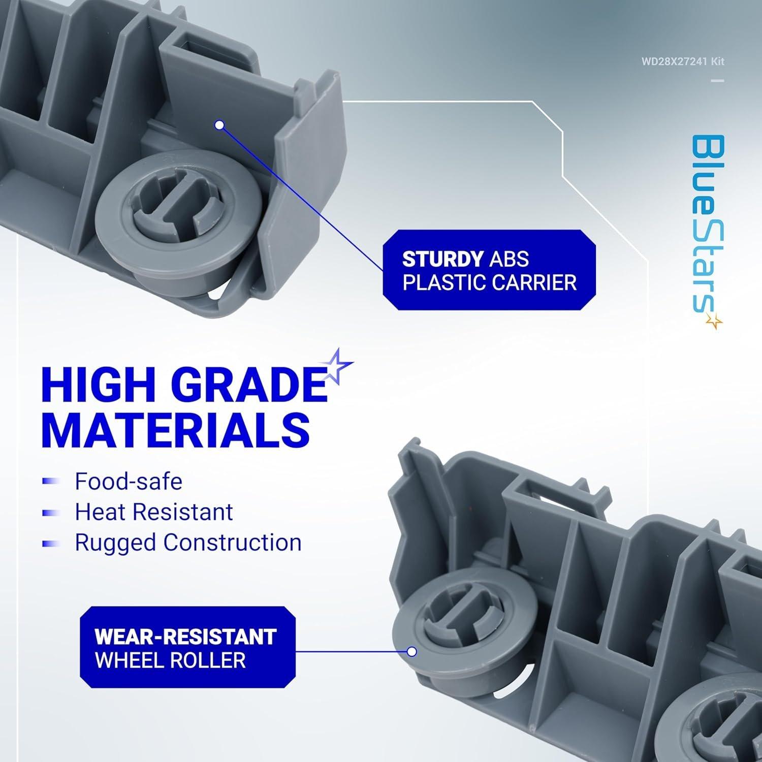 BlueStars WD28X27241 Dishwasher Rack Carrier & Roller Kit - Compatible with GE Dishwashers Lower Rack Wheels Assembly, L and R Side - Replaces WD12X10438 WD12X10439, WD12X10446 WD12X10447 - PACK OF 2 image 3