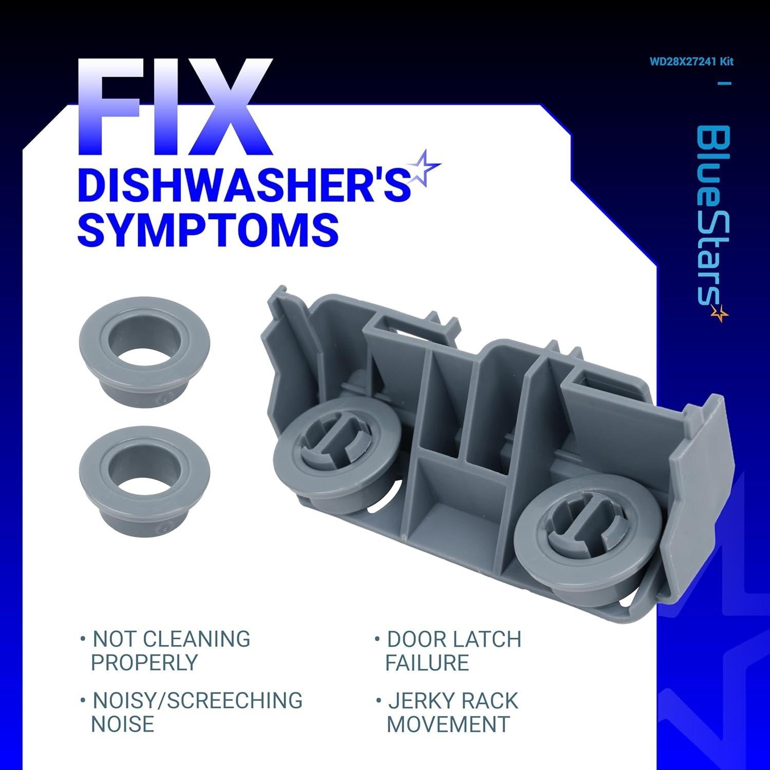 BlueStars WD28X27241 Dishwasher Rack Carrier & Roller Kit - Compatible with GE Dishwashers Lower Rack Wheels Assembly, L and R Side - Replaces WD12X10438 WD12X10439, WD12X10446 WD12X10447 - PACK OF 2 image 4
