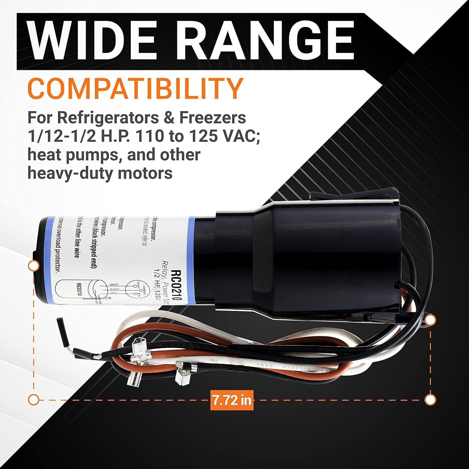 [Lifetime Warranty] RCO210 3 in 1 Hard Start Capacitor Replacement - RSC Series Solid State Relay Overload & Start Capacitor Combination - 1/3-1/2 H.P. 115VAC image 1