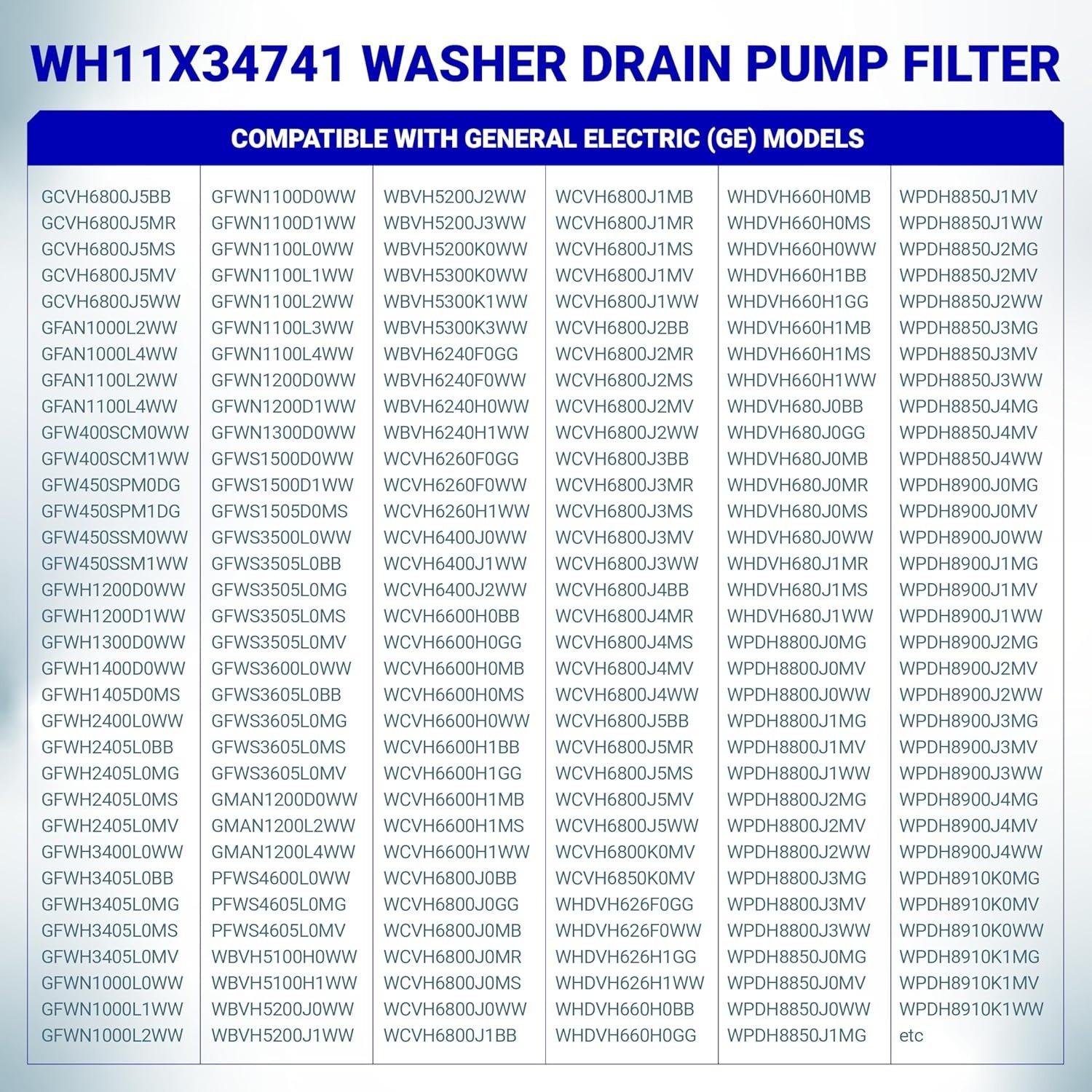 [Lifetime Warranty] WH11X34741 Washer Drain Pump Filter for GE - Replaces WH23X10029 WH23X10027 AP7205454 4977949 PS16874133 EAP16874133 image 3