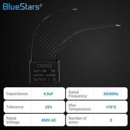 [Lifetime Warranty] CBB61 4.5µF/4.5uF 450V 2-Wire Ceiling Fan Capacitor - Pack of 2 thumbnail 4