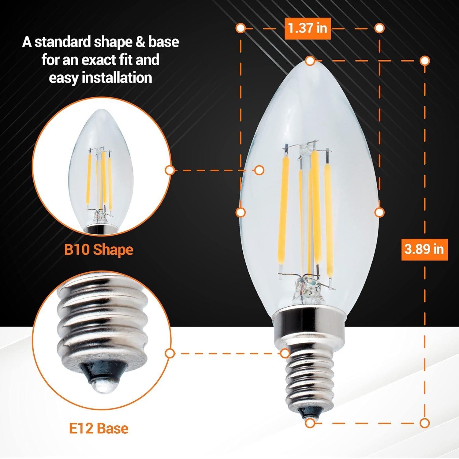 B10 E12 Light Bulbs 3.5W 120V LED - Pack of 6 image 4