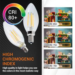 B10 E12 Light Bulbs 3.5W 120V LED - Pack of 6 thumbnail 3