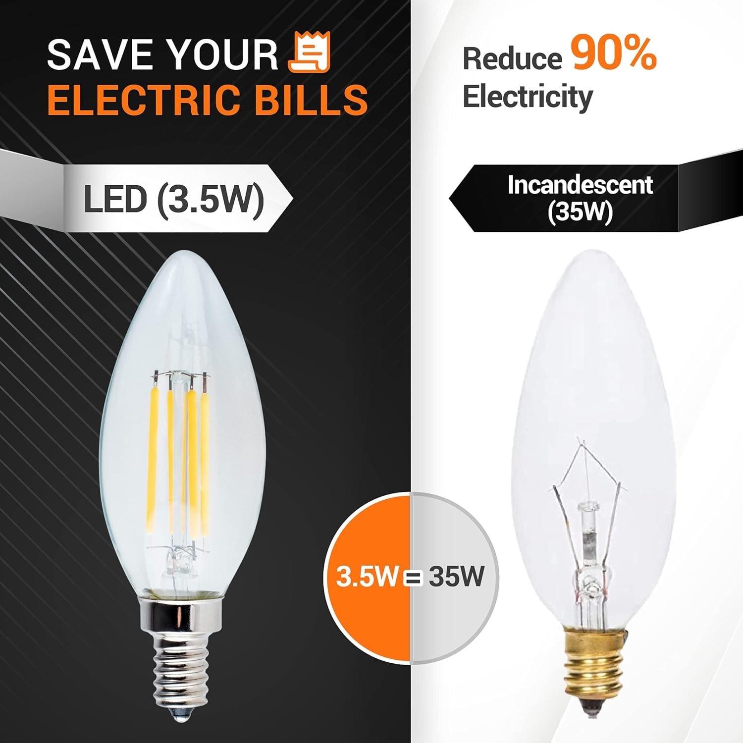 B10 E12 Light Bulbs 3.5W 120V LED - Pack of 6 image 5