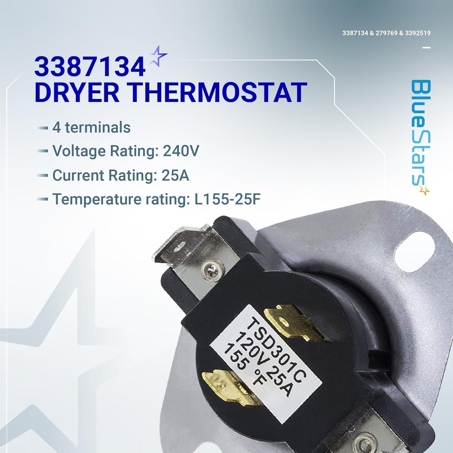 [Lifetime Warranty] 279769 Dryer Thermal Cut-Off Kit 3387134 Thermostat & 3392519 Thermal Fuse - Compatible with Whirlpool Kenmore Maytag Dryers - Replaces 3977394 3390291 PS345113 AP6008325 image 4