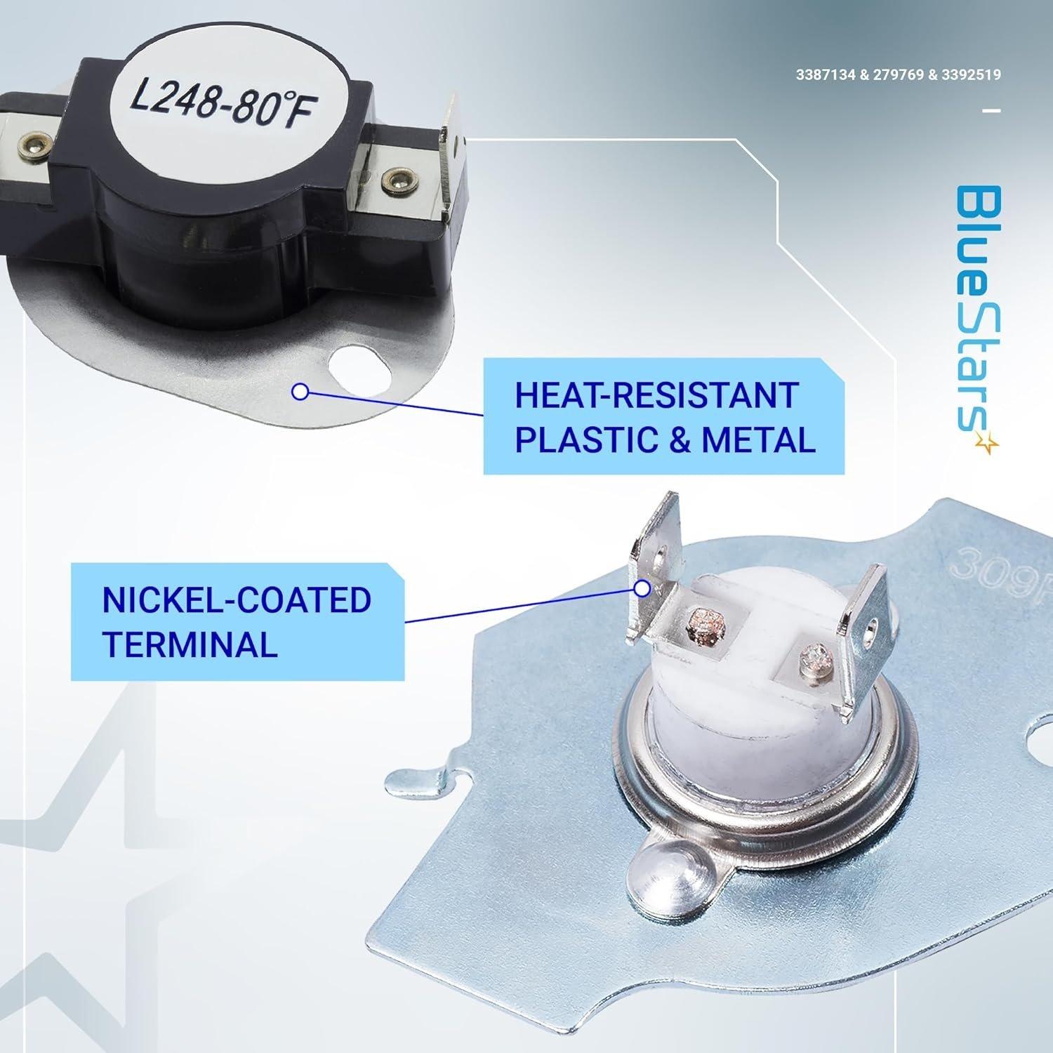 [Lifetime Warranty] 279769 Dryer Thermal Cut-Off Kit 3387134 Thermostat & 3392519 Thermal Fuse - Compatible with Whirlpool Kenmore Maytag Dryers - Replaces 3977394 3390291 PS345113 AP6008325 image 3