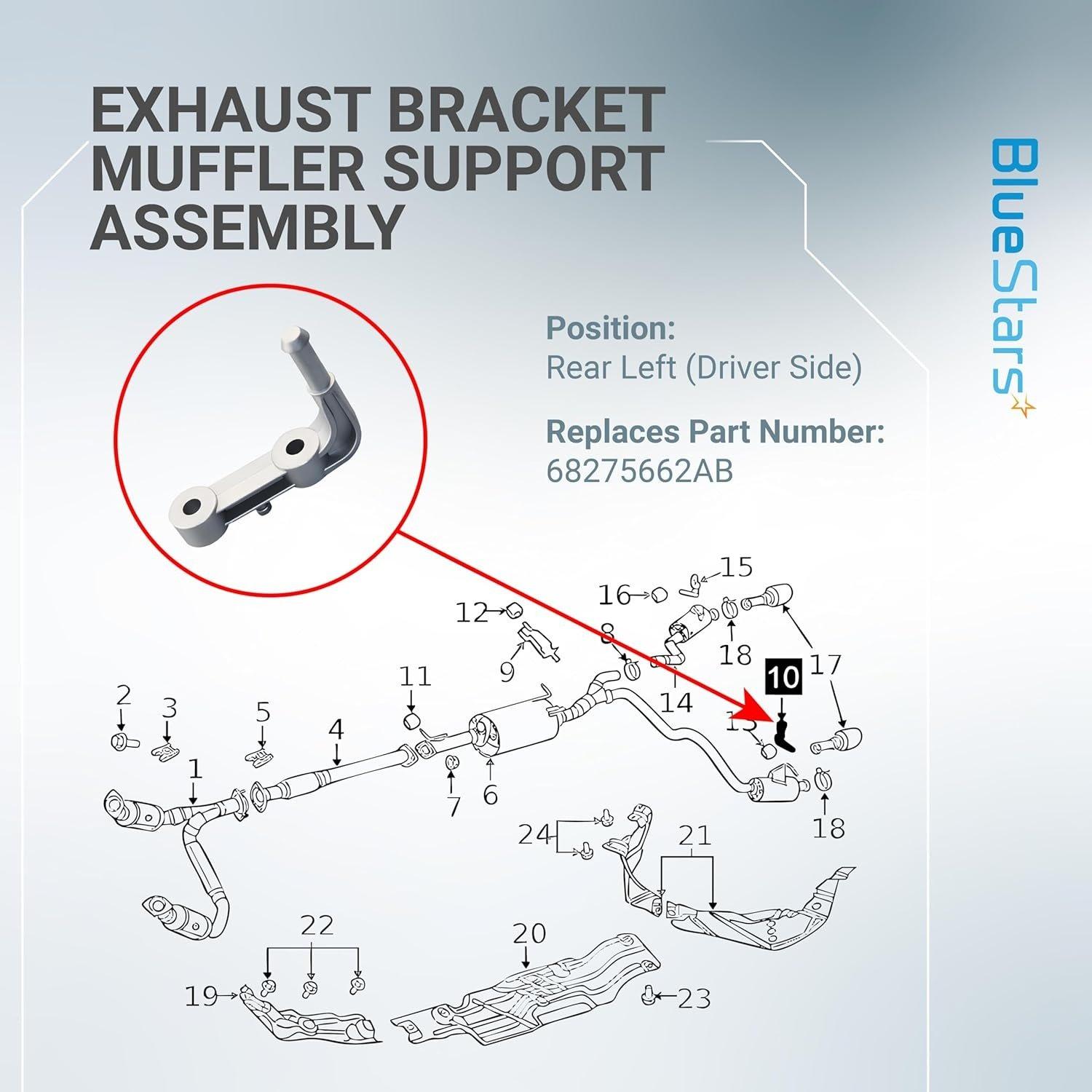 [Lifetime Warranty] Rear Left Exhaust Bracket Muffler Support Assembly 68275662AB image 5