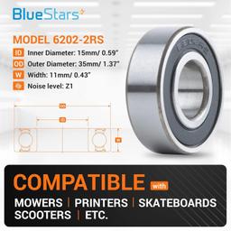 6202-2RS Double Rubber Seal Bearings 15x35x11mm thumbnail 6