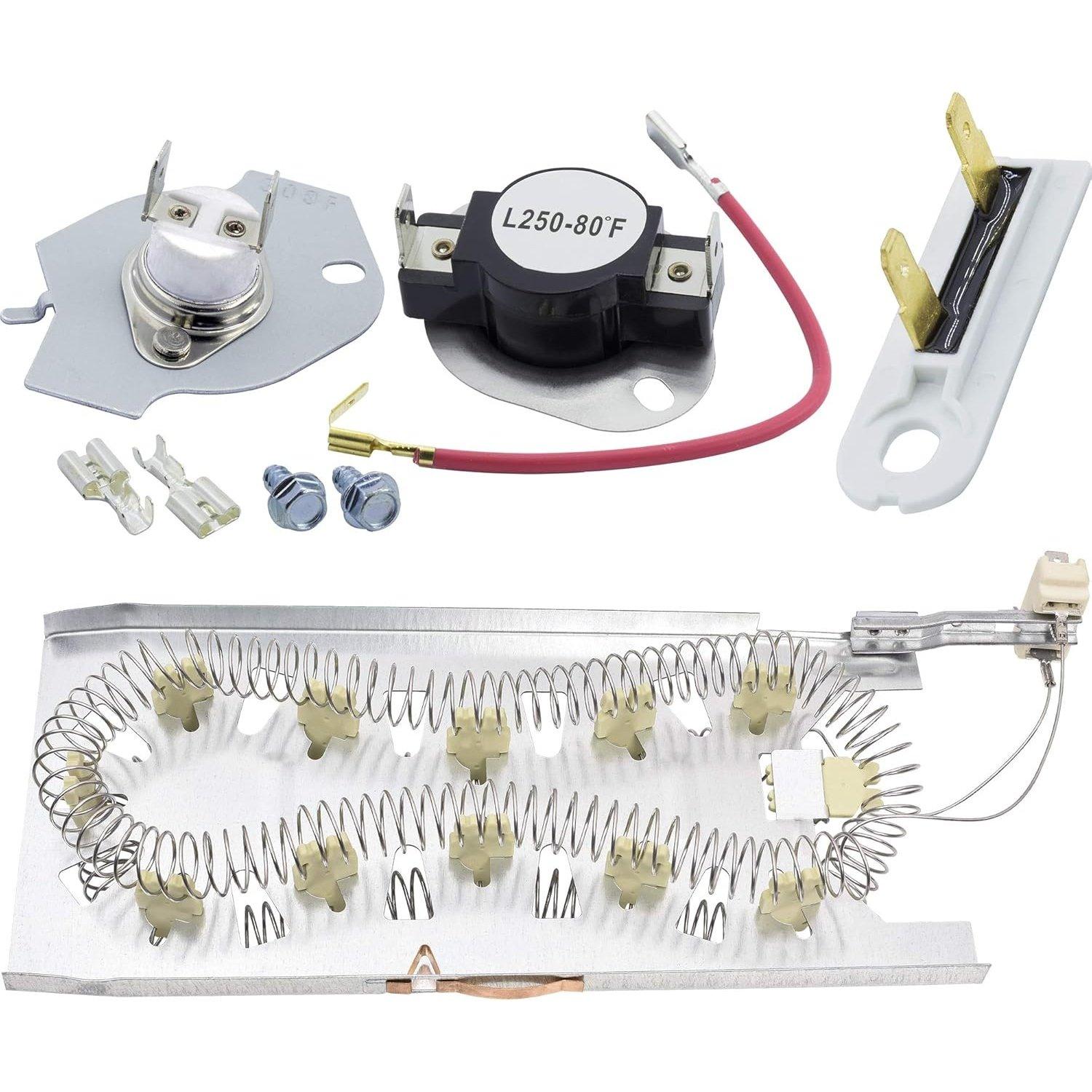 3387747 Dryer Heating Element & 279816 Thermostat Cut off Kit & 3392519 Thermal Fuse image 0