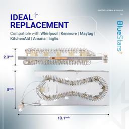 3387747 Dryer Heating Element & 279816 Thermostat Cut off Kit & 3392519 Thermal Fuse thumbnail 1