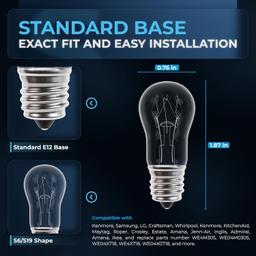 WE05X20431 Dryer Drum Light Bulb 10W 120V - Pack of 2 thumbnail 7