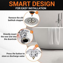 Pop-up Bathtub Drain Stopper with Double Hair Catcher thumbnail 4