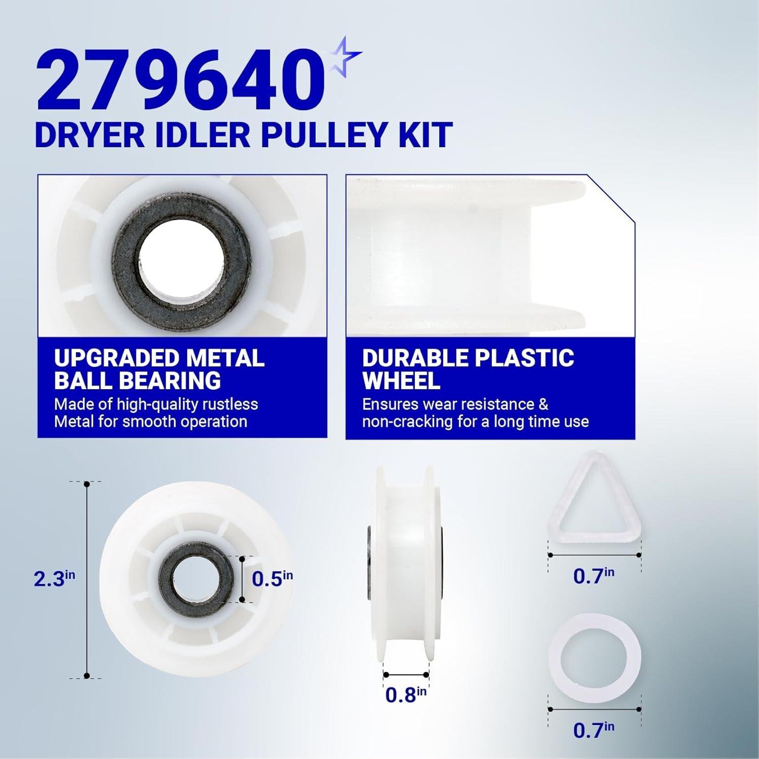 [Lifetime Warranty] 4392067 Dryer Repair Kit & W10837240 Idler Pulley - For Whirlpool, Maytag, Kenmore Dryer MEDB835DW4 MGDB835DW4 MEDB855DC4 MEDB835DC4 GEW9250PW1 GEW9250PW0 GGW9250PW3 GGW9200LW1 image 3