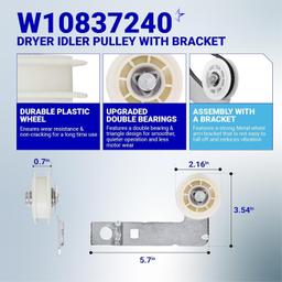 [Lifetime Warranty] 4392067 Dryer Repair Kit & W10837240 Idler Pulley - For Whirlpool, Maytag, Kenmore Dryer MEDB835DW4 MGDB835DW4 MEDB855DC4 MEDB835DC4 GEW9250PW1 GEW9250PW0 GGW9250PW3 GGW9200LW1 thumbnail 1