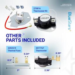 [Lifetime Warranty] 279816 3977767 3392519 3387134 Dryer Repair Kit - Compatible with Whirlpool Dryers - Replaces 3399693 WP3977767VP PS345113 AP6008325 WP3977393 3399848 thumbnail 6