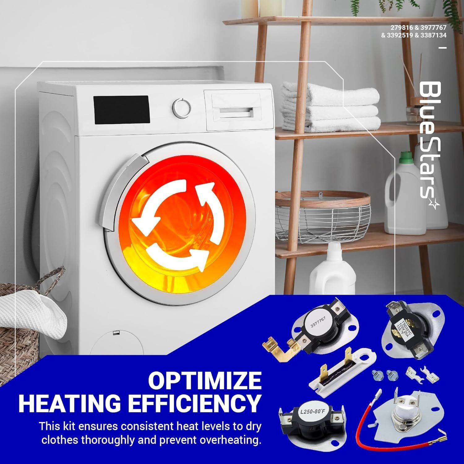 [Lifetime Warranty] 279816 3977767 3392519 3387134 Dryer Repair Kit - Compatible with Whirlpool Dryers - Replaces 3399693 WP3977767VP PS345113 AP6008325 WP3977393 3399848 image 2