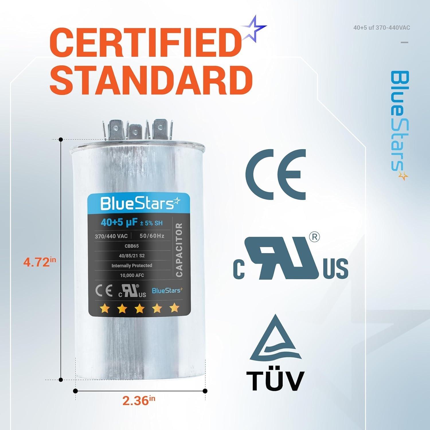 [Lifetime Warranty] 40+5 uF MFD 370/440 VAC Round Dual Run Capacitor Dual Run Circular Start Capacitor - Compatible with Air Conditioner, Heat Pump image 6