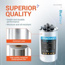 [Lifetime Warranty] 40+5 uF MFD 370/440 VAC Round Dual Run Capacitor Dual Run Circular Start Capacitor - Compatible with Air Conditioner, Heat Pump thumbnail 1