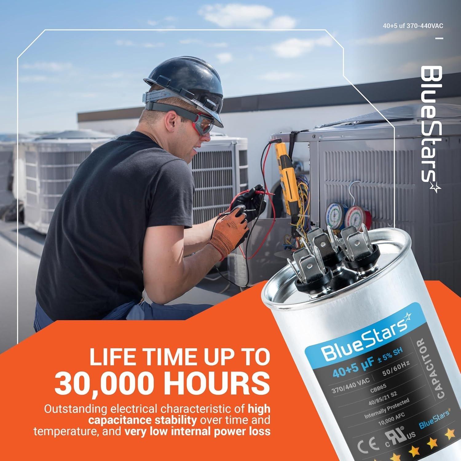 [Lifetime Warranty] 40+5 uF MFD 370/440 VAC Round Dual Run Capacitor Dual Run Circular Start Capacitor - Compatible with Air Conditioner, Heat Pump image 12