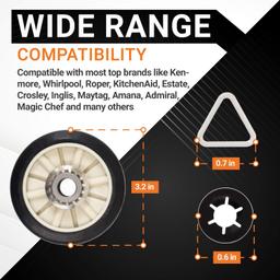 [Lifetime Warranty] 349241T Dryer Rear Drum Support Roller Kit - Compatible with Kenmore Whirlpool Estate Roper - Replaces PS347627 AP3098345 337089 3389901 3397588 WED4815EW1 NED4655EW1 WED4800XQ1 thumbnail 2