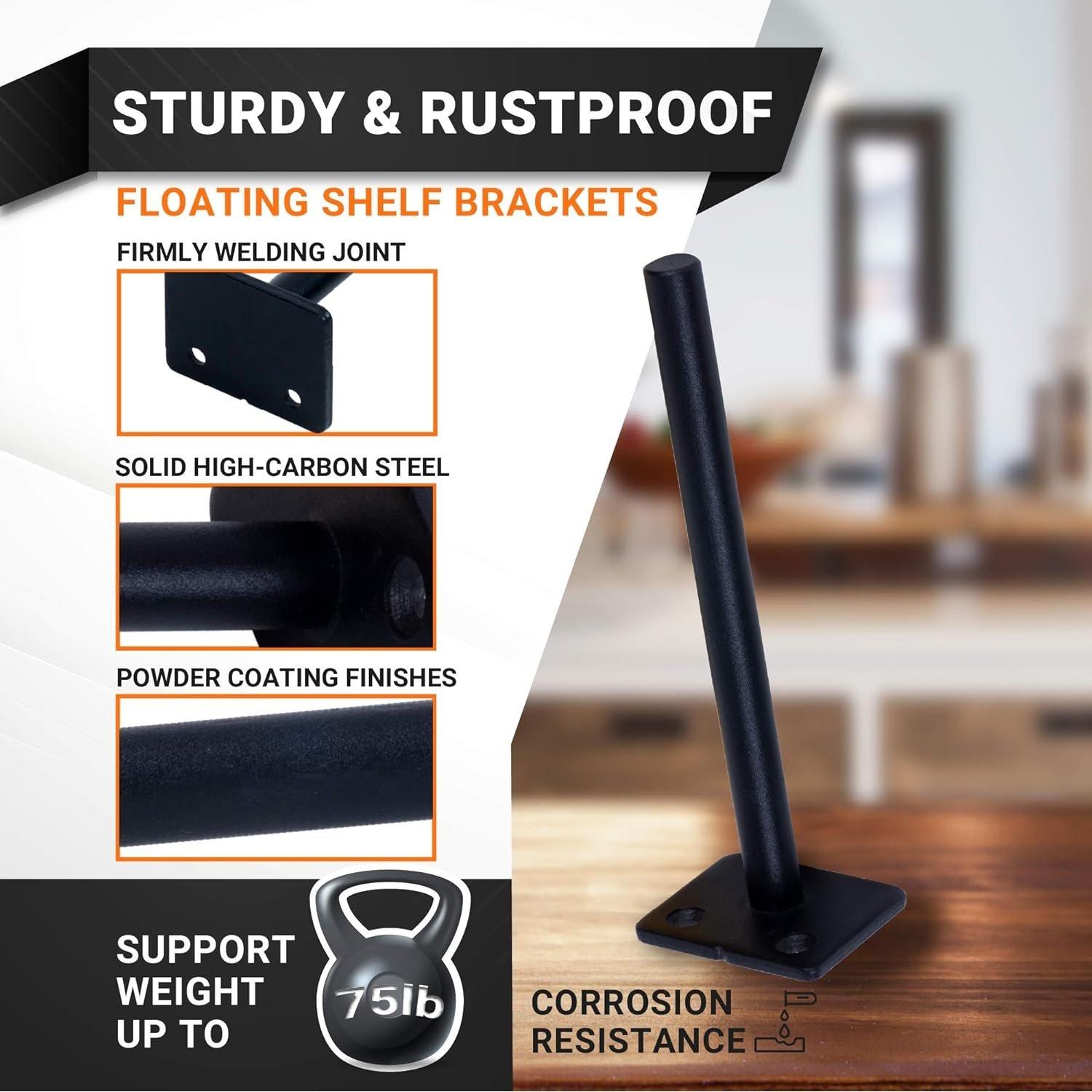 4 PCS 6” Rustproof Floating Shelf Bracket image 6