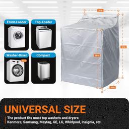 [Lifetime Warranty] Washing Machine Cover For Top-load - Premium Outdoor Protection For Most Washer Dryer Cover - W29"x D28"x H43" (Silver) thumbnail 1