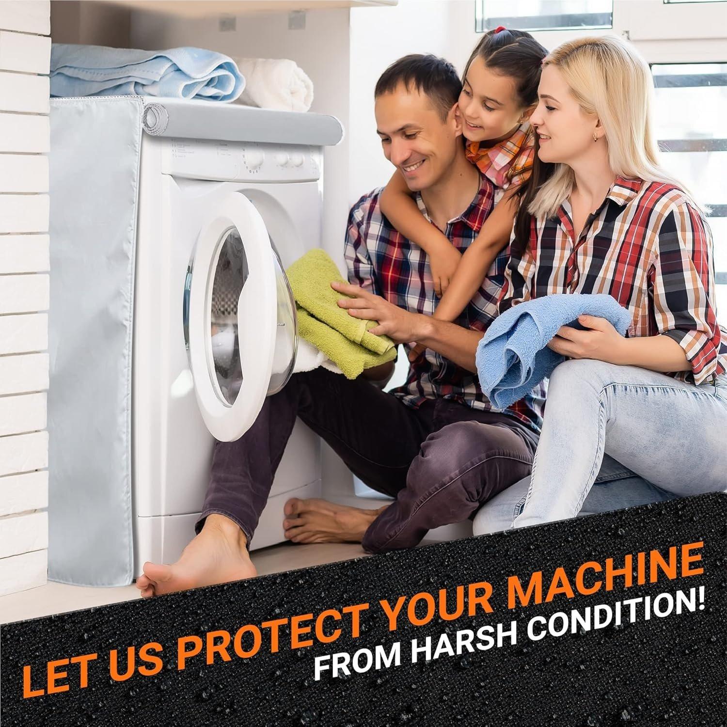 [Lifetime Warranty] Washing Machine Cover For Top-load - Premium Outdoor Protection For Most Washer Dryer Cover - W29"x D28"x H43" (Silver) image 2