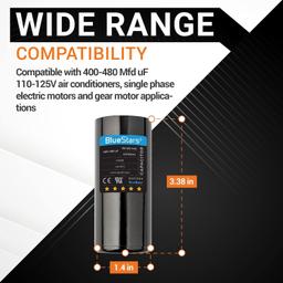 [Lifetime Warranty] 400-480 uF MFD 110-125 VAC Round Motor Start Capacitor 50/60 Hz AC Electric Replacement - Pack of 2 thumbnail 6