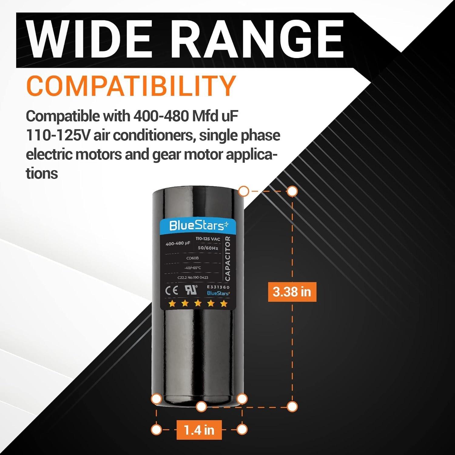 [Lifetime Warranty] 400-480 uF MFD 110-125 VAC Round Motor Start Capacitor 50/60 Hz AC Electric Replacement - Pack of 2 image 6