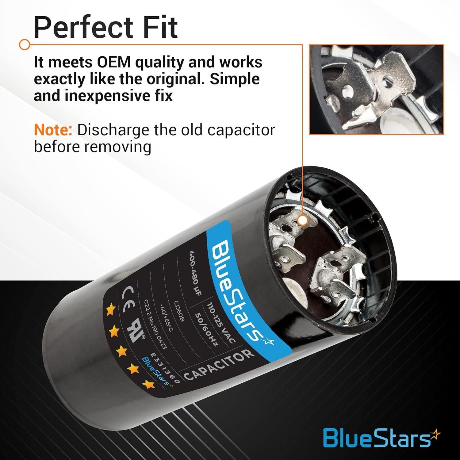 [Lifetime Warranty] 400-480 uF MFD 110-125 VAC Round Motor Start Capacitor 50/60 Hz AC Electric Replacement - Pack of 2 image 4