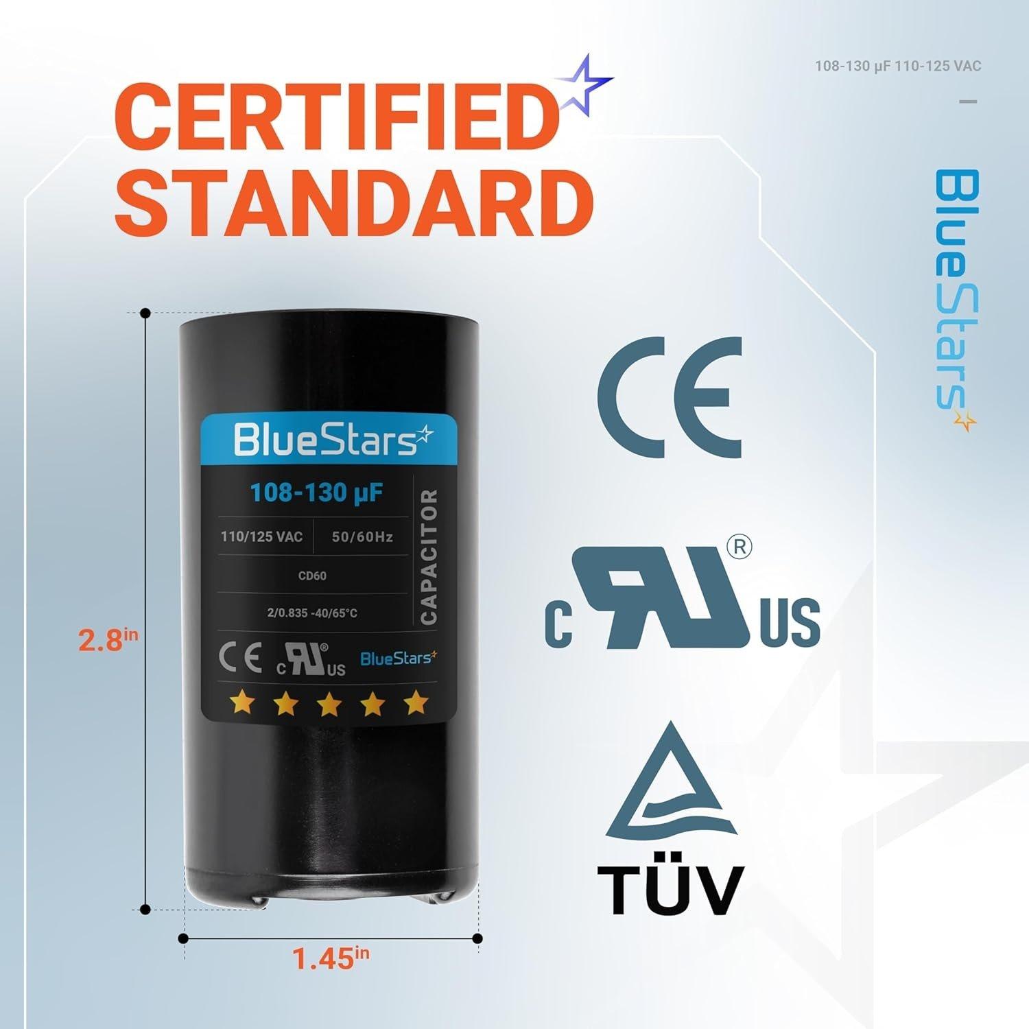 [Lifetime Warranty] 108-130 uF MFD 110-125 VAC ±20% 50/60 Hz CD60 Round Start Capacitor - Fits Pool Pump, Well Pump - Pack of 2 image 2
