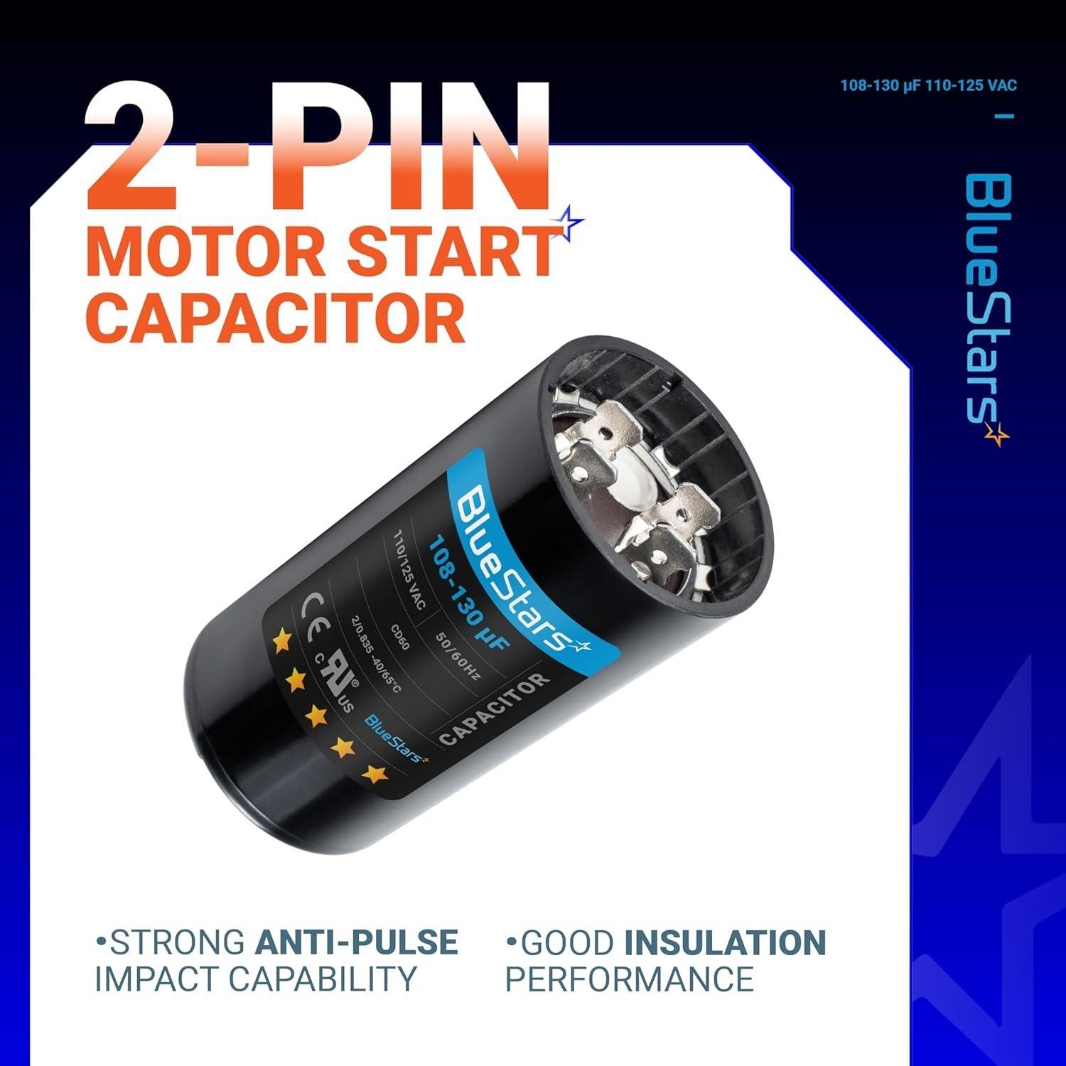 [Lifetime Warranty] 108-130 uF MFD 110-125 VAC ±20% 50/60 Hz CD60 Round Start Capacitor - Fits Pool Pump, Well Pump - Pack of 2 image 6