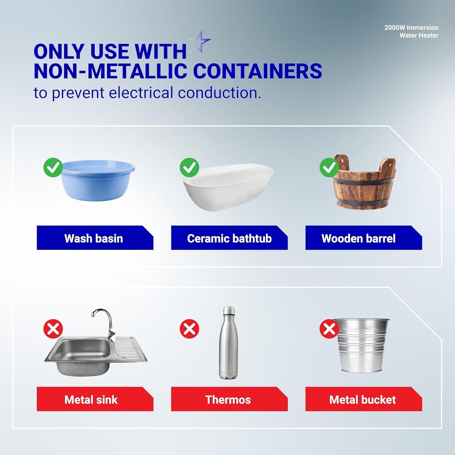 [Lifetime Warranty] 2000W Immersion Water Heater - 304 Stainless Steel Anti-scalding Bucket Electric Heater image 1