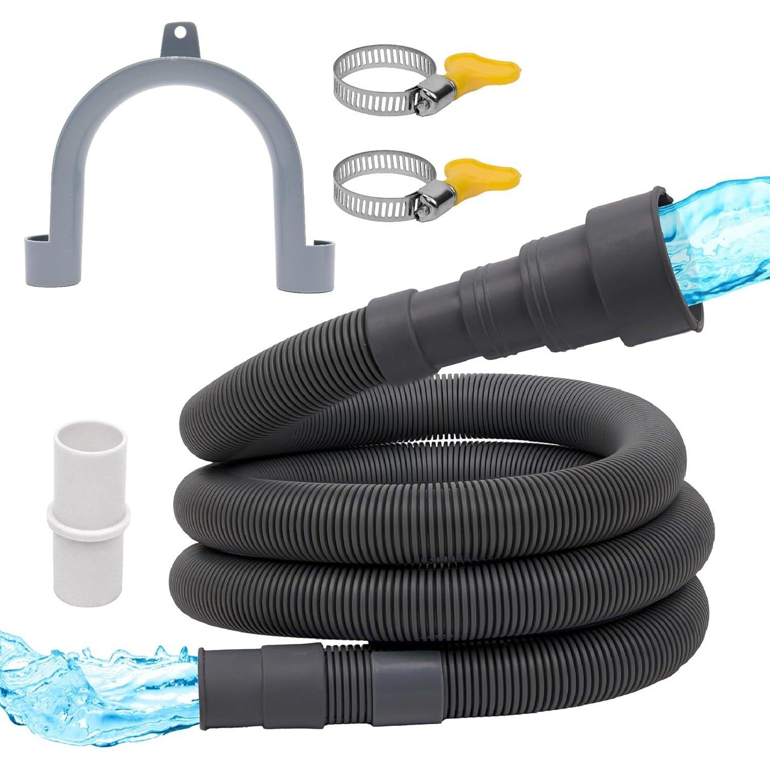 [Lifetime Warranty] 6-Foot Universal Dishwasher & Washing Machine Drain Hose - Flexible Corrugated Extension Kit with 1 Extension Adapter, 2 Clamps, 1 U-Bend Holder image 0
