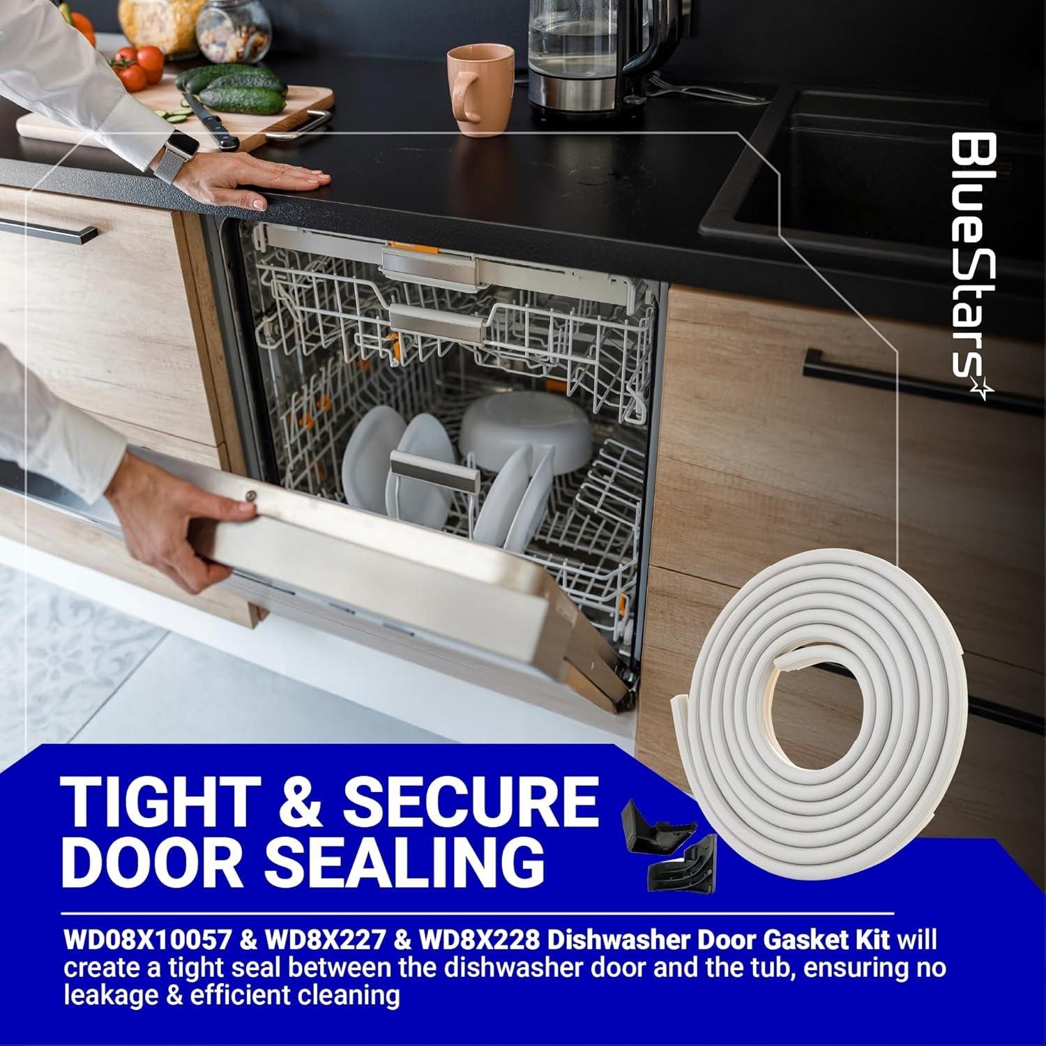 [Lifetime Warranty] WD08X10057 Dishwasher Door Gasket Seal with WD8X227 & WD8X228 Tub Corner Baffle - Compatible with GE Kenmore Hotpoint - Replaces PS958908 GHD1106F00WW GHD3515F00AA GHD3525F00BB image 5