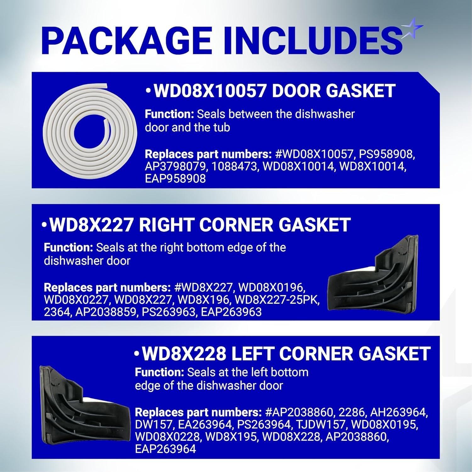 [Lifetime Warranty] WD08X10057 Dishwasher Door Gasket Seal with WD8X227 & WD8X228 Tub Corner Baffle - Compatible with GE Kenmore Hotpoint - Replaces PS958908 GHD1106F00WW GHD3515F00AA GHD3525F00BB image 6