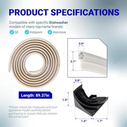 [Lifetime Warranty] WD08X10057 Dishwasher Door Gasket Seal with WD8X227 & WD8X228 Tub Corner Baffle - Compatible with GE Kenmore Hotpoint - Replaces PS958908 GHD1106F00WW GHD3515F00AA GHD3525F00BB thumbnail 3