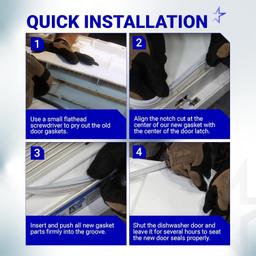 [Lifetime Warranty] WD08X10057 Dishwasher Door Gasket Seal with WD8X227 & WD8X228 Tub Corner Baffle - Compatible with GE Kenmore Hotpoint - Replaces PS958908 GHD1106F00WW GHD3515F00AA GHD3525F00BB thumbnail 1