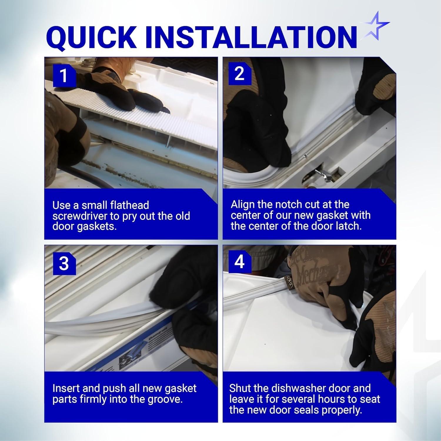[Lifetime Warranty] WD08X10057 Dishwasher Door Gasket Seal with WD8X227 & WD8X228 Tub Corner Baffle - Compatible with GE Kenmore Hotpoint - Replaces PS958908 GHD1106F00WW GHD3515F00AA GHD3525F00BB image 1