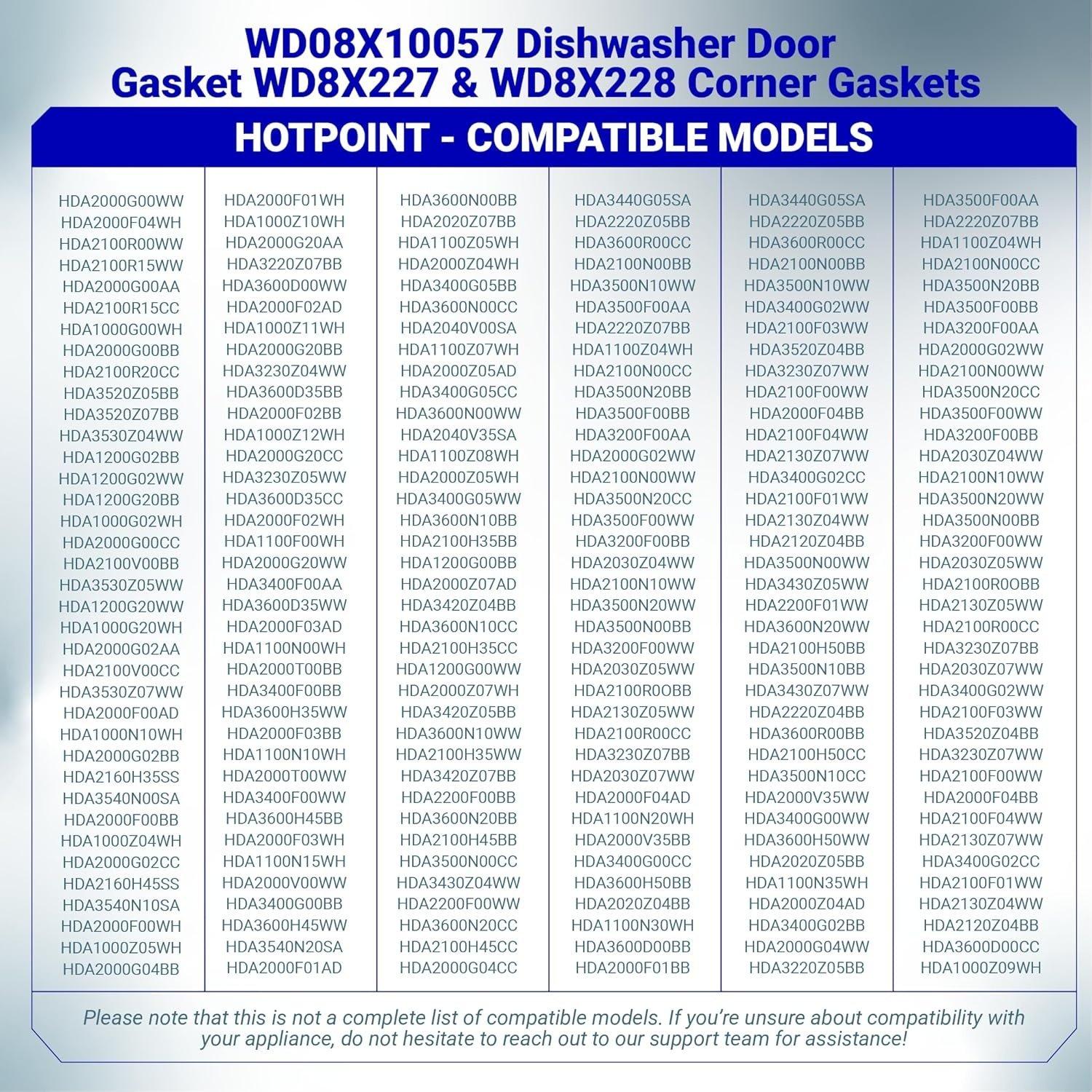 [Lifetime Warranty] WD08X10057 Dishwasher Door Gasket Seal with WD8X227 & WD8X228 Tub Corner Baffle - Compatible with GE Kenmore Hotpoint - Replaces PS958908 GHD1106F00WW GHD3515F00AA GHD3525F00BB image 7