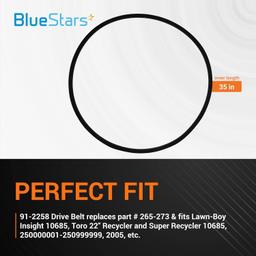 [Lifetime Warranty] 91-2258 Replacement Lawn Mower V-Belt 35" x 3/8" - for Toro Recycler and Super Recycler 20001 20003 20005 20007 20012 - Replaces 265-273 14042 75-684 thumbnail 1