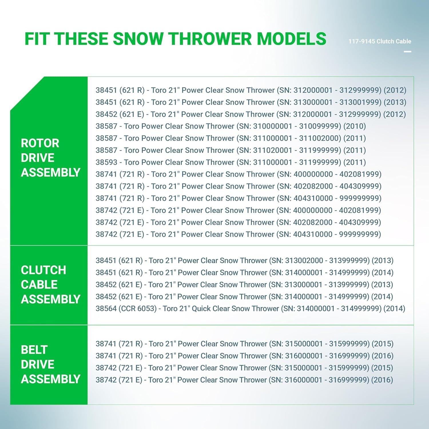 [Lifetime Warranty] 117-9145 Clutch Cable for Toro Snow Throwers image 7