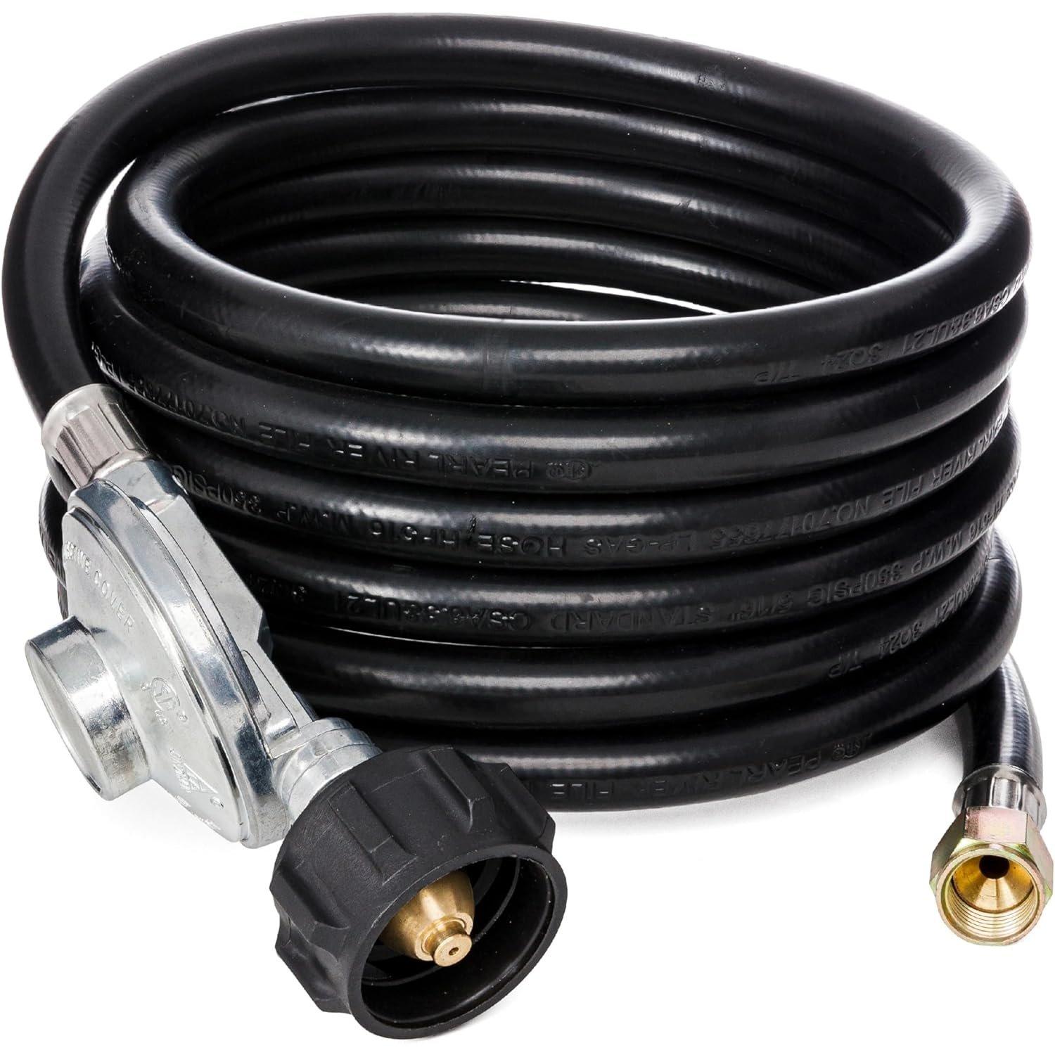 [Lifetime Warranty] 12 Feet Universal QCC1 Low Pressure Propane Regulator with 12 FT Hose, 3/8" Female Flare Nut image 0