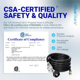 [Lifetime Warranty] 12 Feet Universal QCC1 Low Pressure Propane Regulator with 12 FT Hose, 3/8" Female Flare Nut thumbnail 2